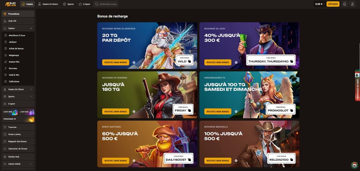 Bonus recharge SlotLair Casino