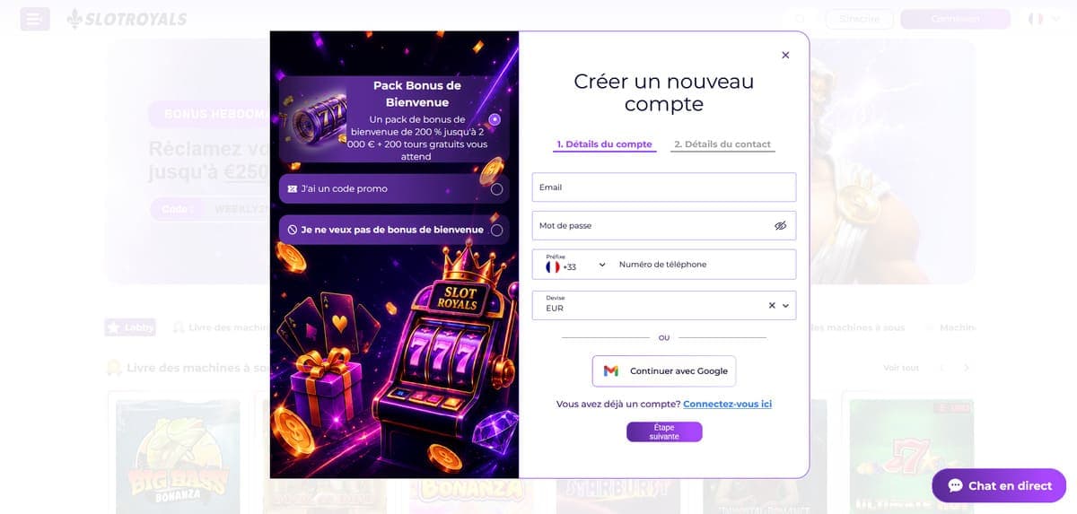 Inscription SlotRoyals Casino