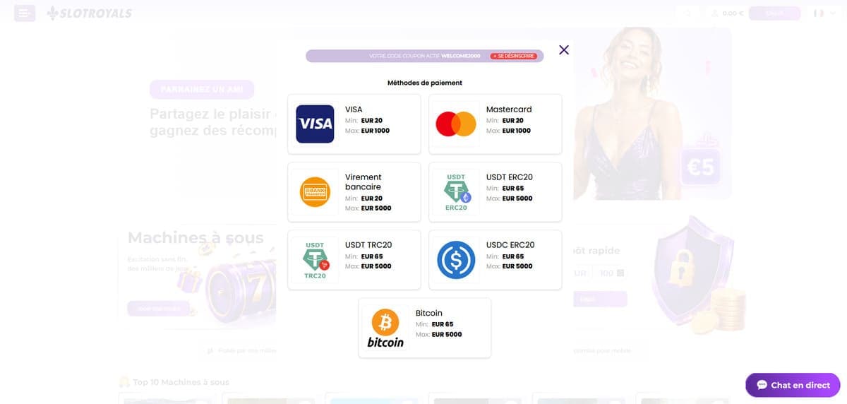 Paiements SlotRoyals Casino