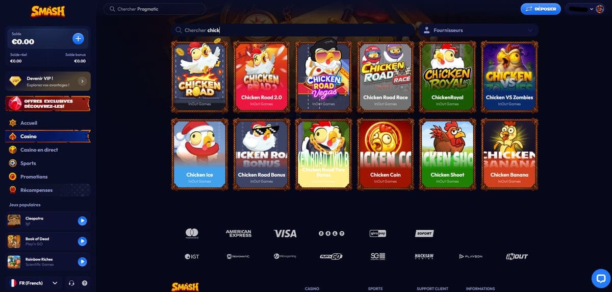 Autres jeux Smash Casino