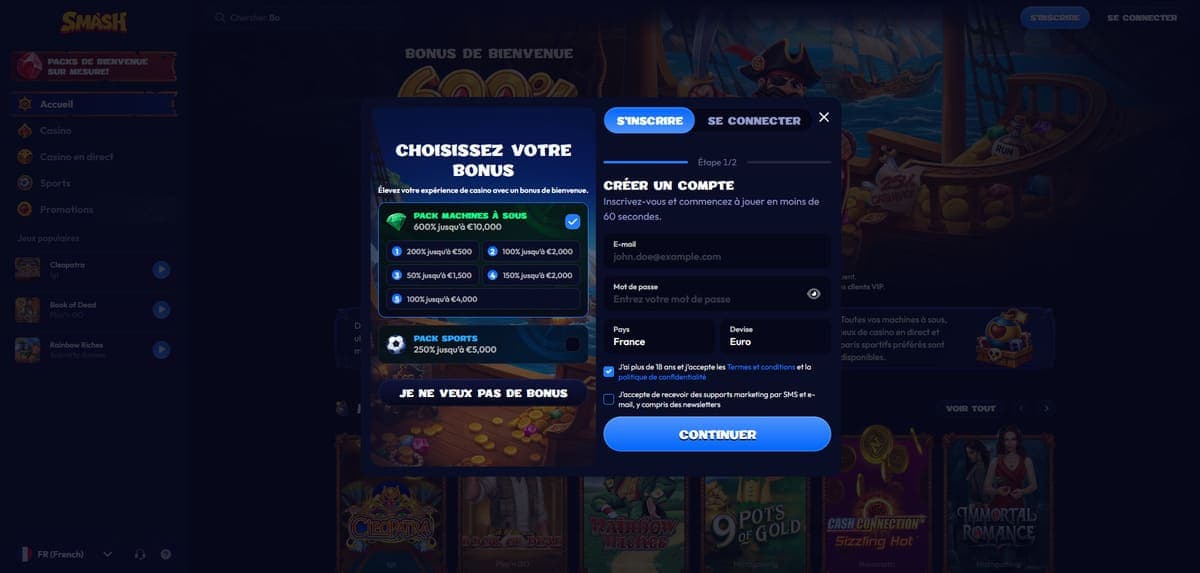 Inscription Smash Casino