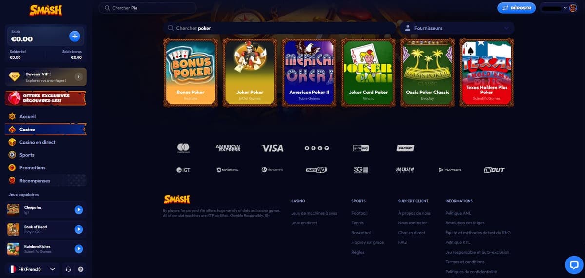 Jeux de table Smash Casino