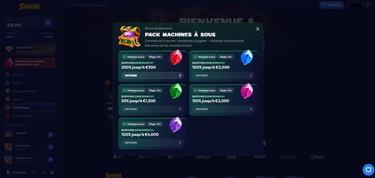 Pack machines à sous Smash Casino