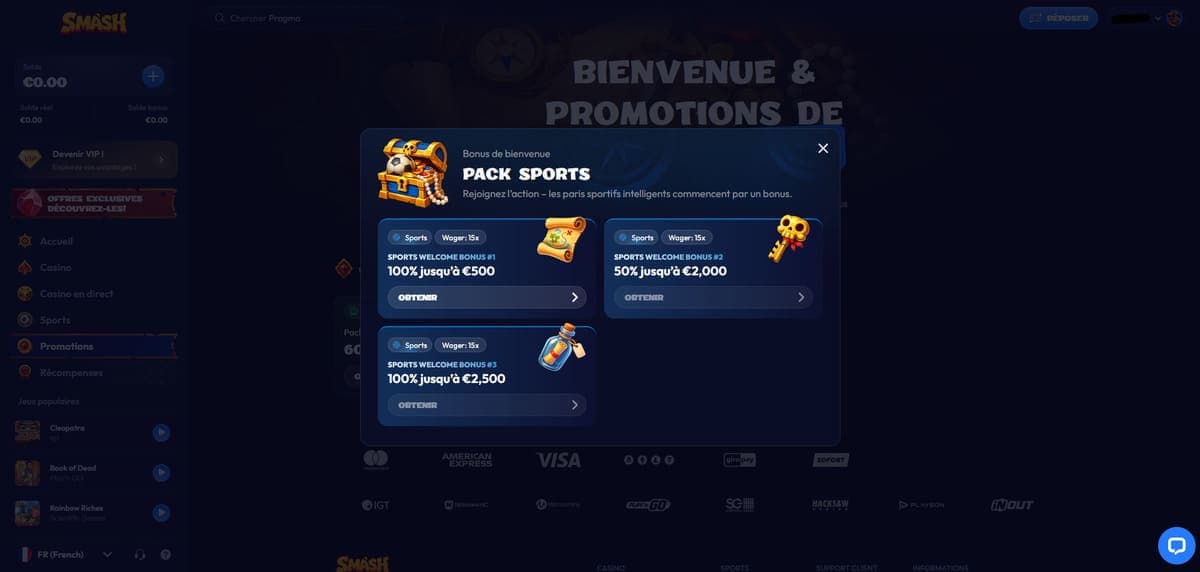 Pack sportif Smash Casino