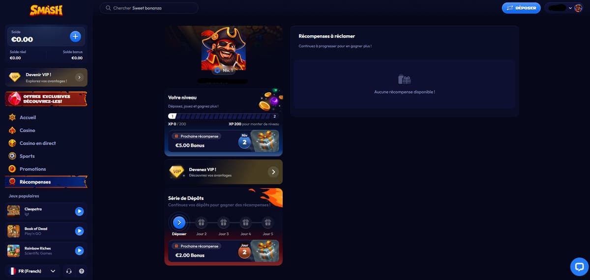 Récompenses Smash Casino
