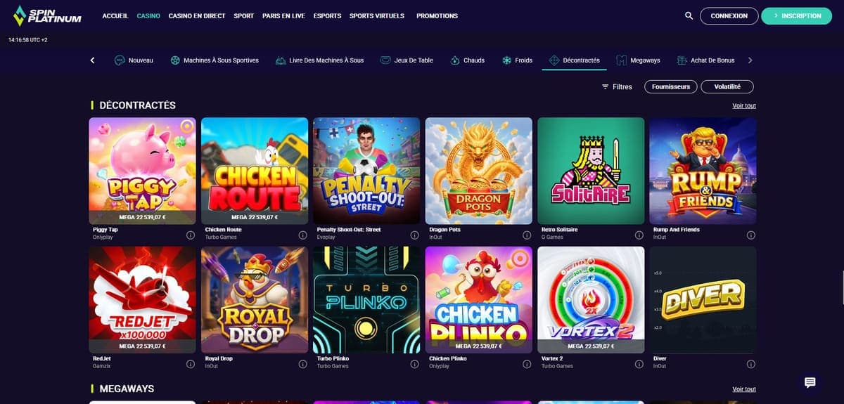Décontractés Spin Platinum Casino