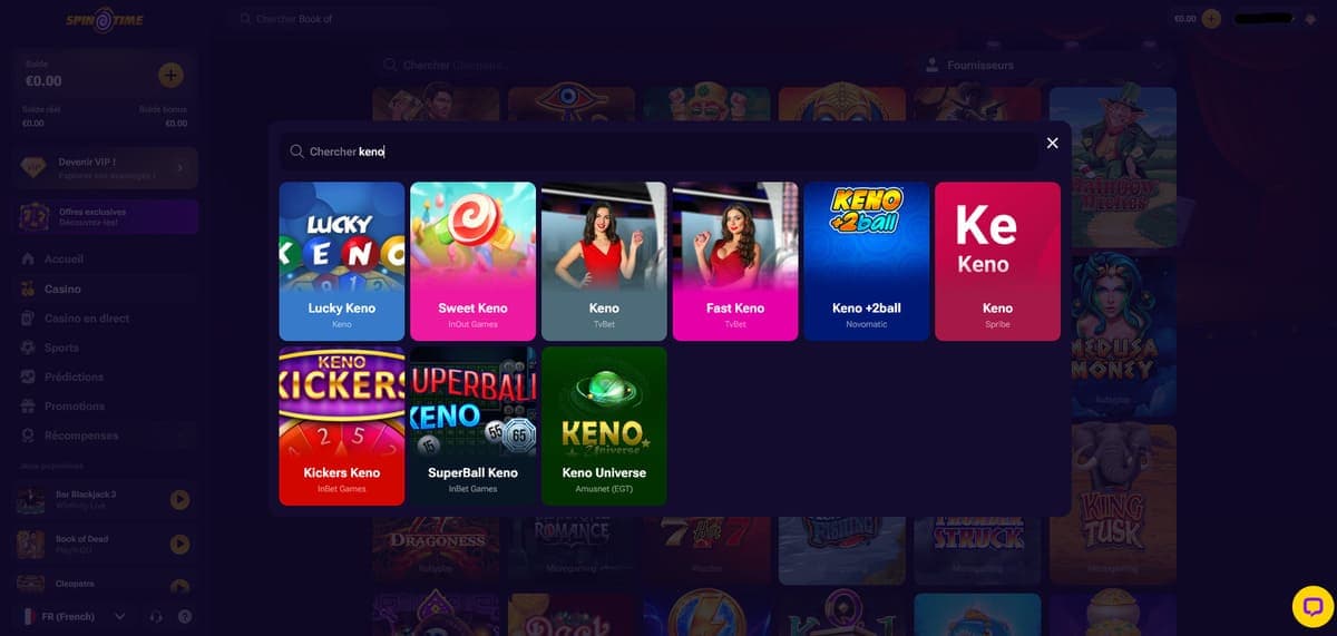 Keno Spin Time Casino
