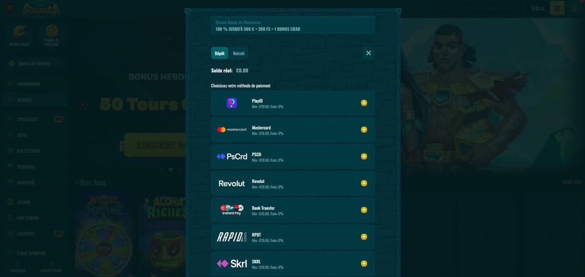 Dépôt Spinanga Casino