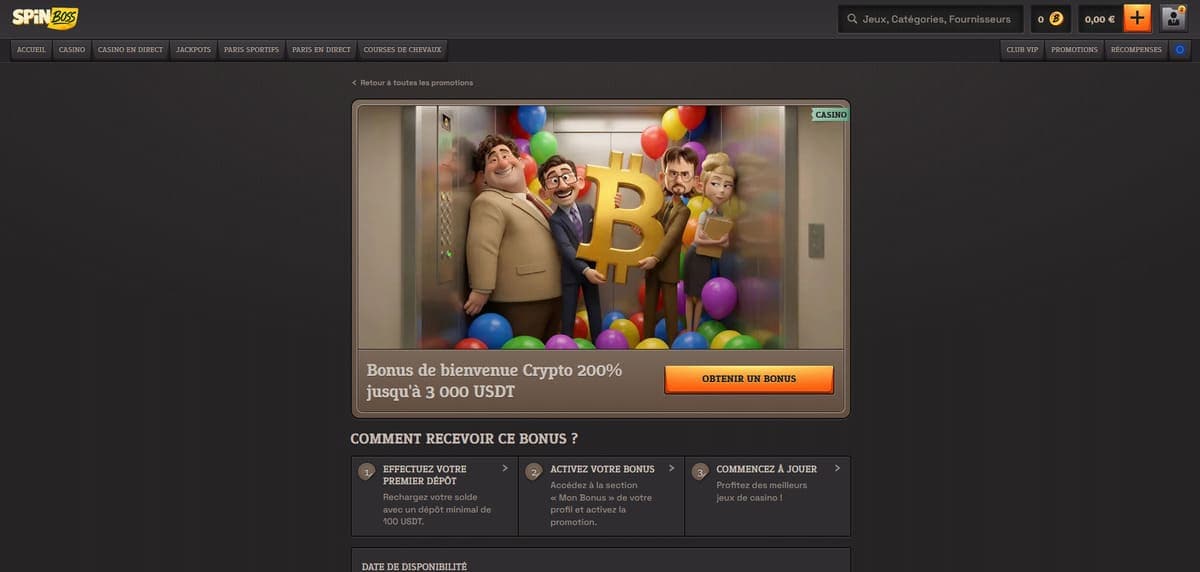 Bonus crypto SpinBoss Casino