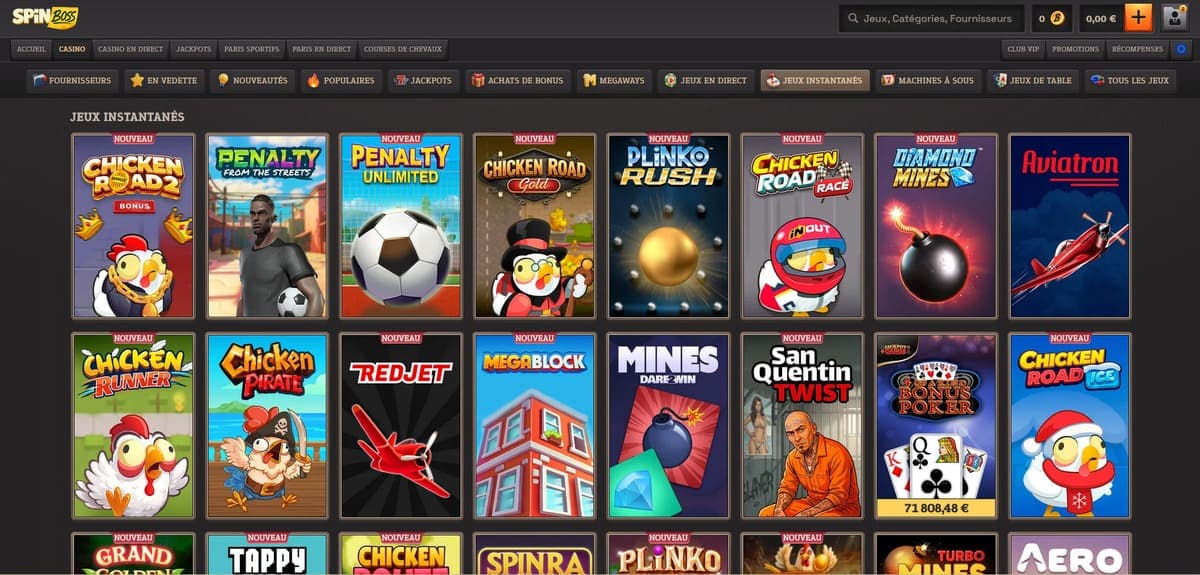 Instantanes SpinBoss Casino