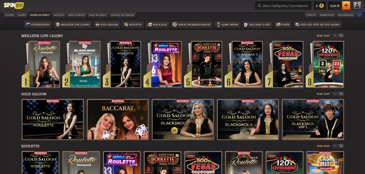 Live SpinBoss Casino