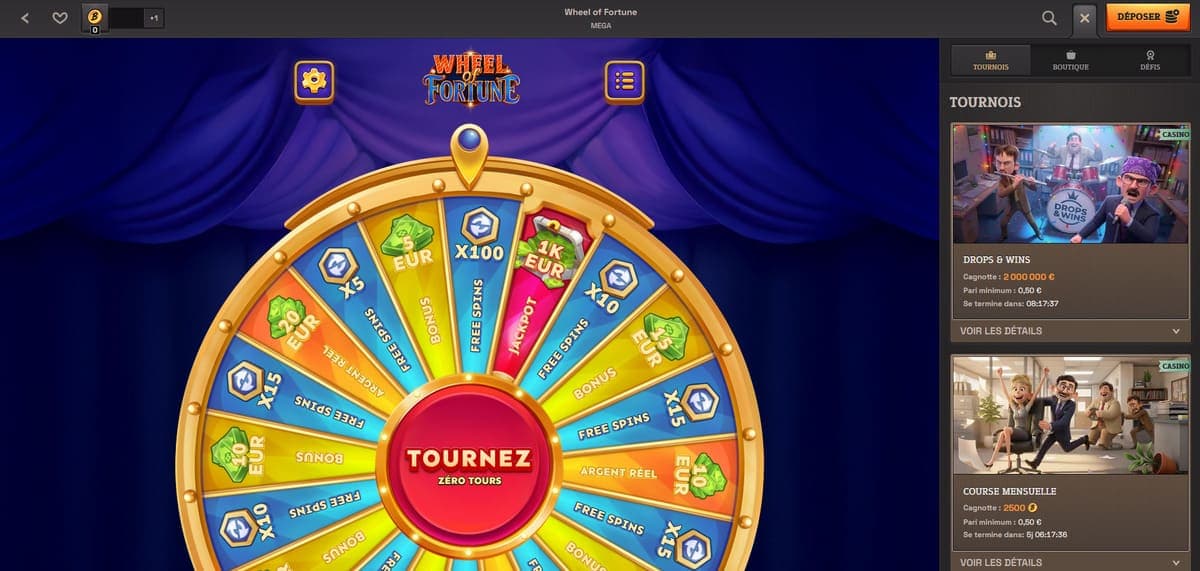 Roue fortune SpinBoss Casino