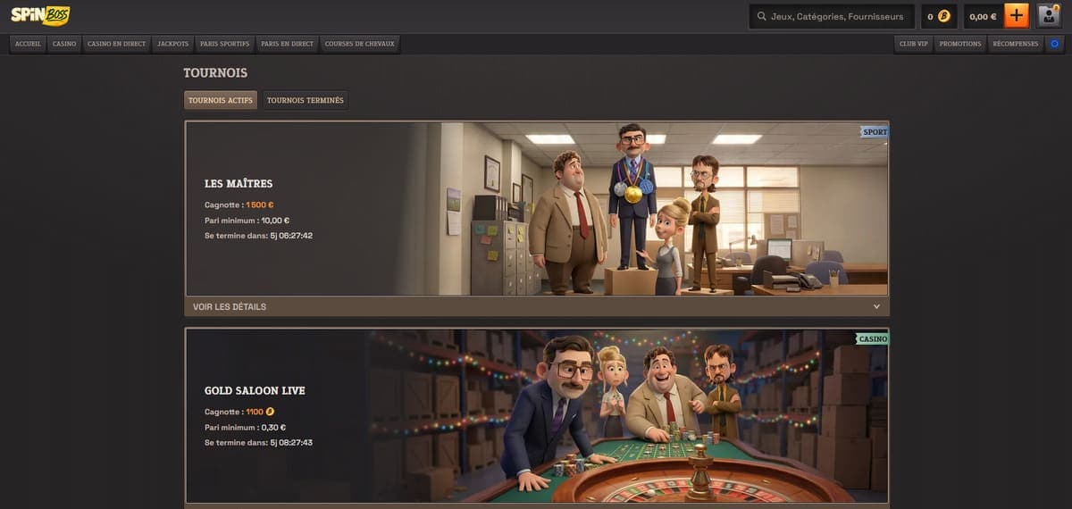 Tournois SpinBoss Casino