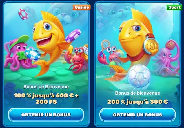 Bonus bienvenue SpinFin Casino