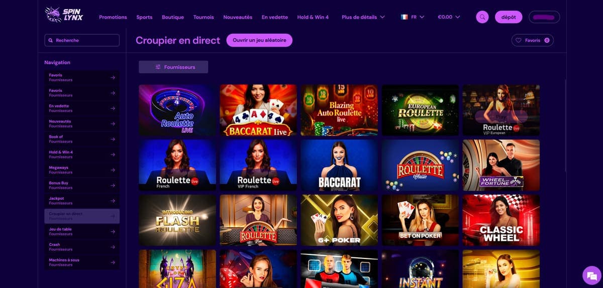 Live SpinLynx Casino