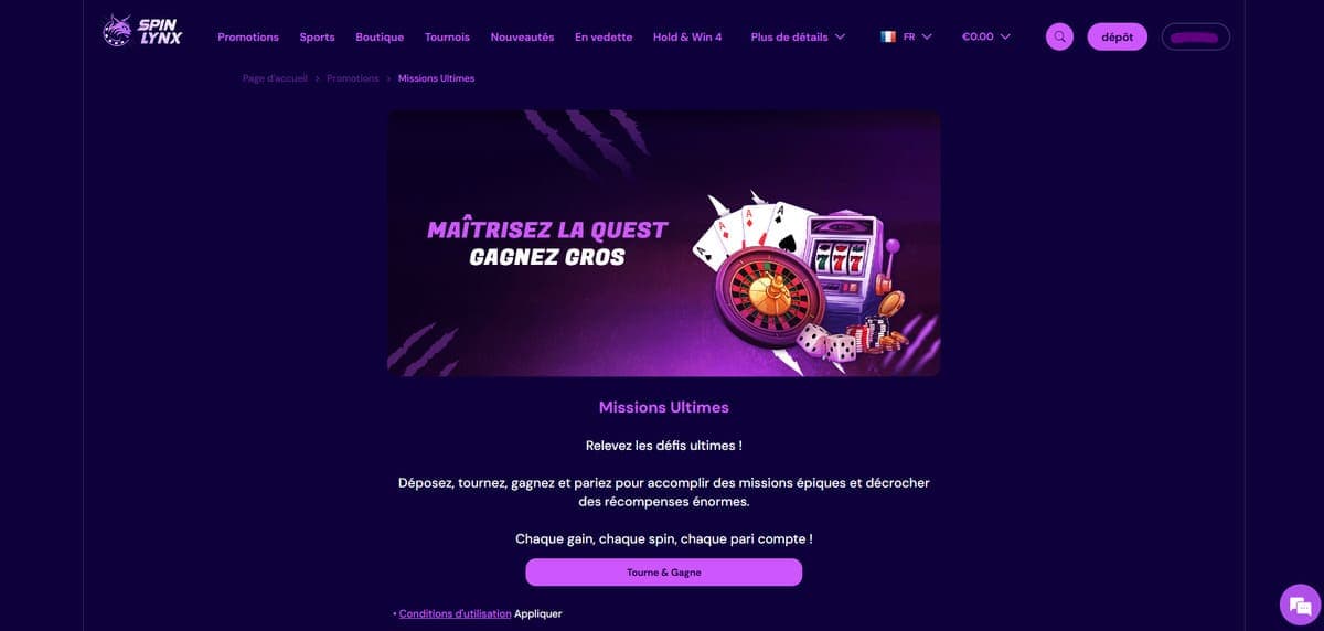 Quete SpinLynx Casino