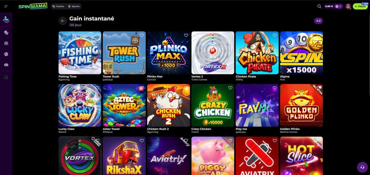 Instantanés SpinMama Casino