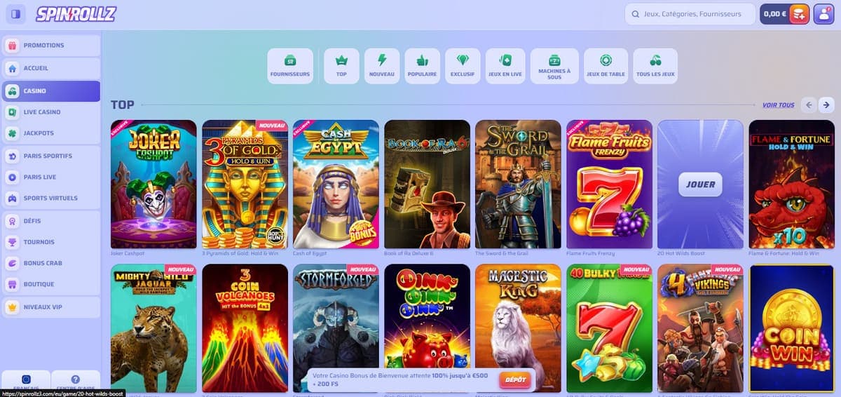 Accueil Spinrollz Casino