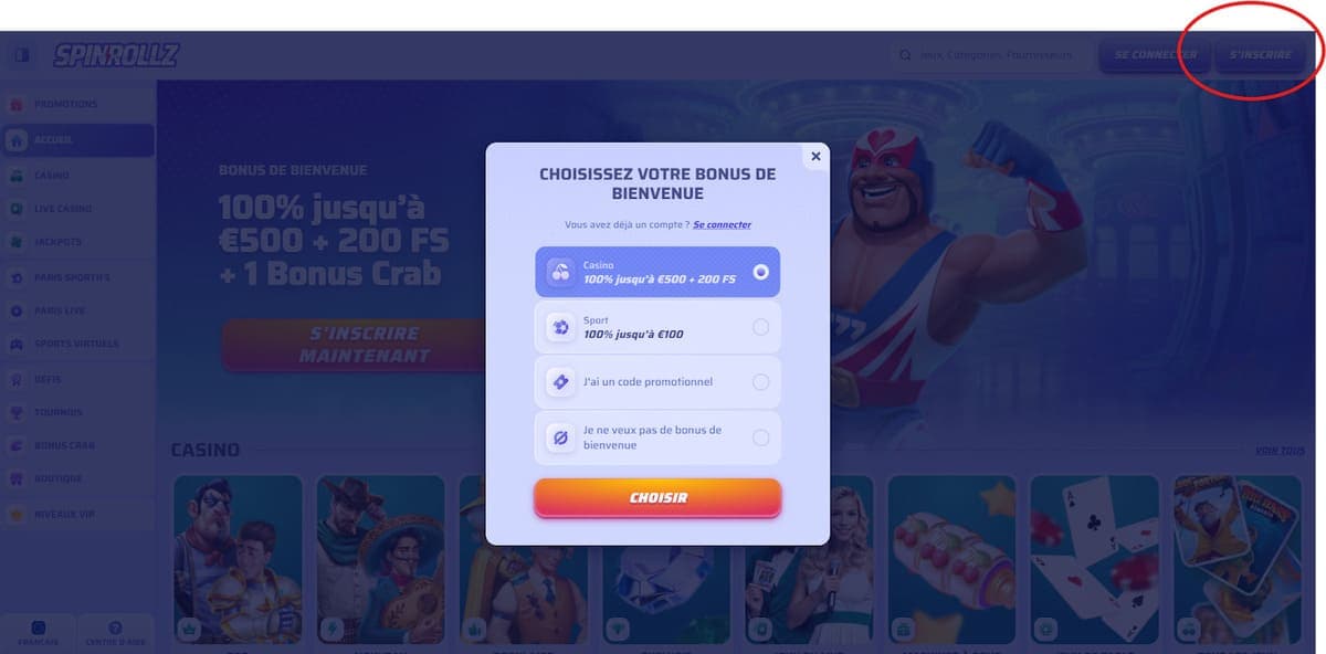 Inscription Spinrollz Casino