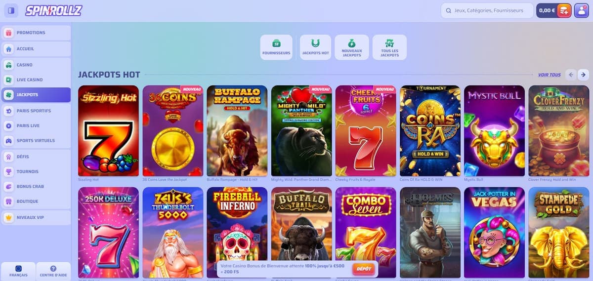 Jackpots Spinrollz Casino