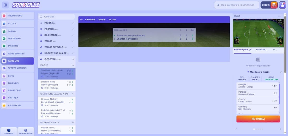 Paris en live Spinrollz Casino