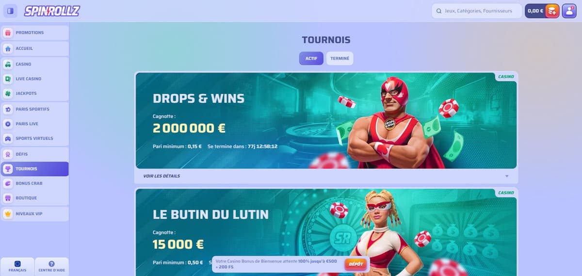 Tournois Spinrollz Casino