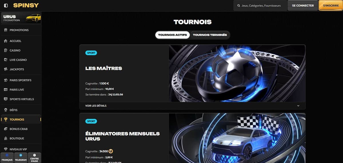 Tournois Spinsy Casino