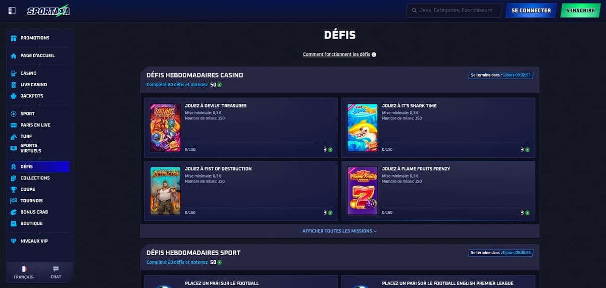 Défis Sportaza Casino