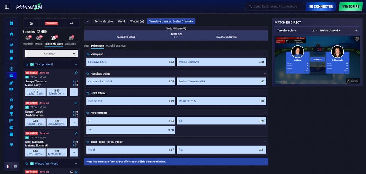 Paris en direct Sportaza Casino