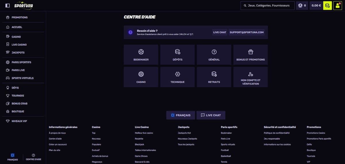 Centre aide Sportuna Casino