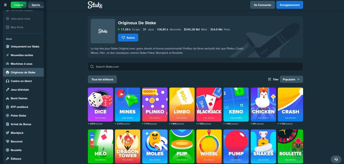 Jeux originaux Stake Casino