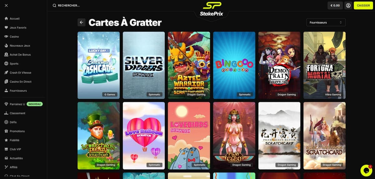 Cartes à gratter StakePrix Casino