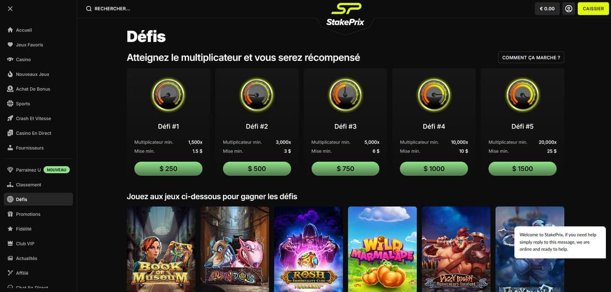 Défis StakePrix Casino