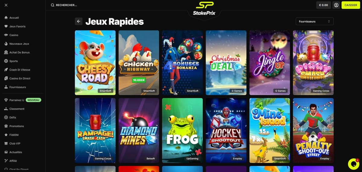 Mini jeux StakePrix Casino