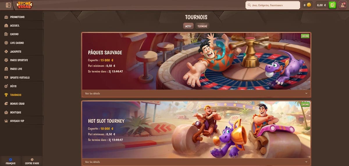 Tournois Stone Vegas Casino