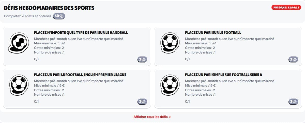 Défis hebdomadaires sports Supabet Casino