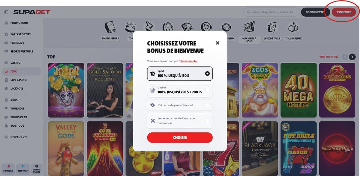 Inscription Supabet Casino