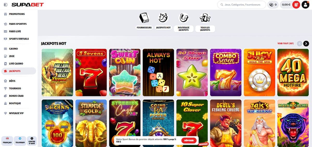 Jackpots hot Supabet Casino