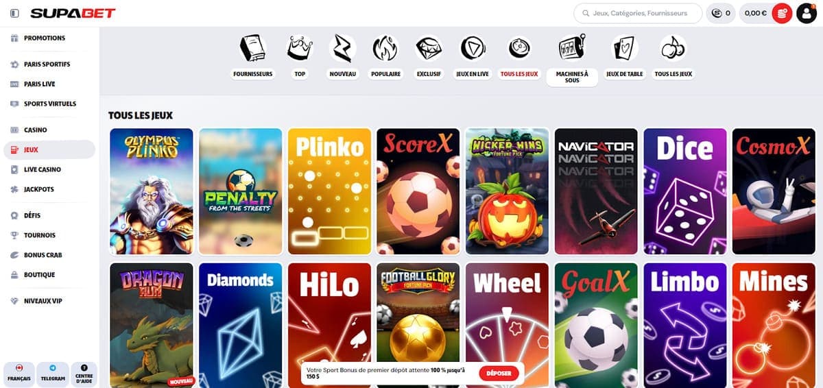 Mini jeux Supabet Casino