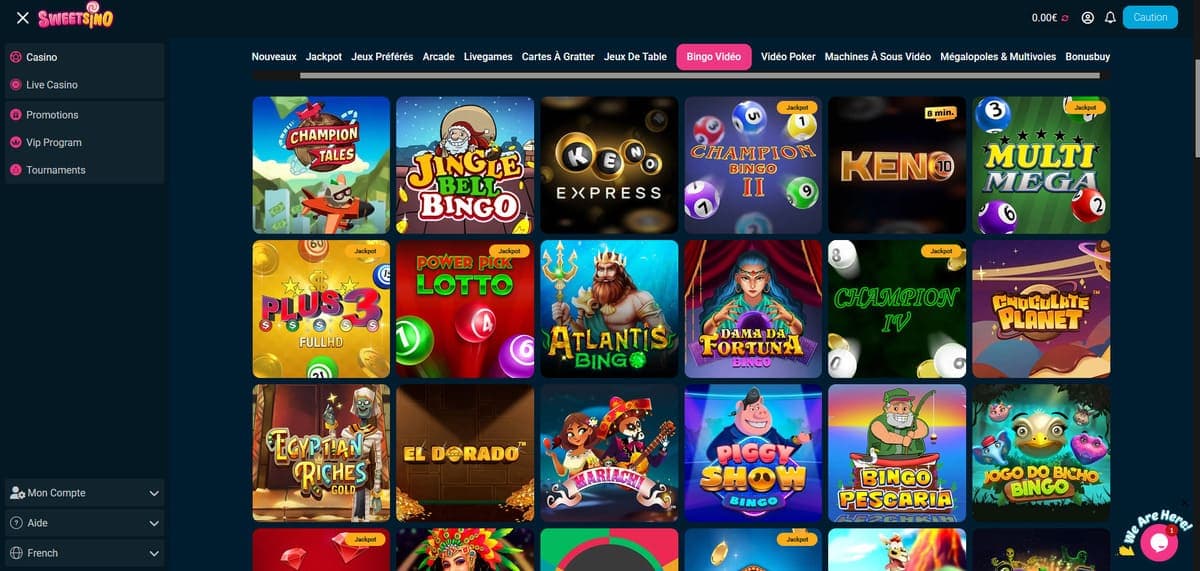 Bingo, Keno, Loto Sweetsino Casino