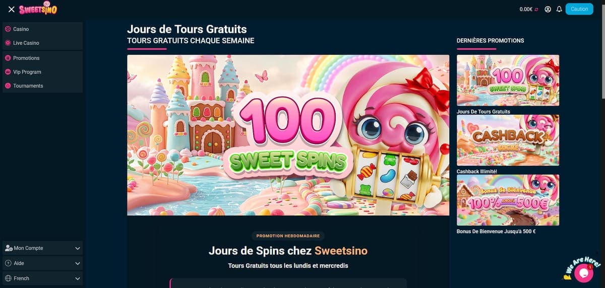 Bonus hebdo Sweetsino Casino