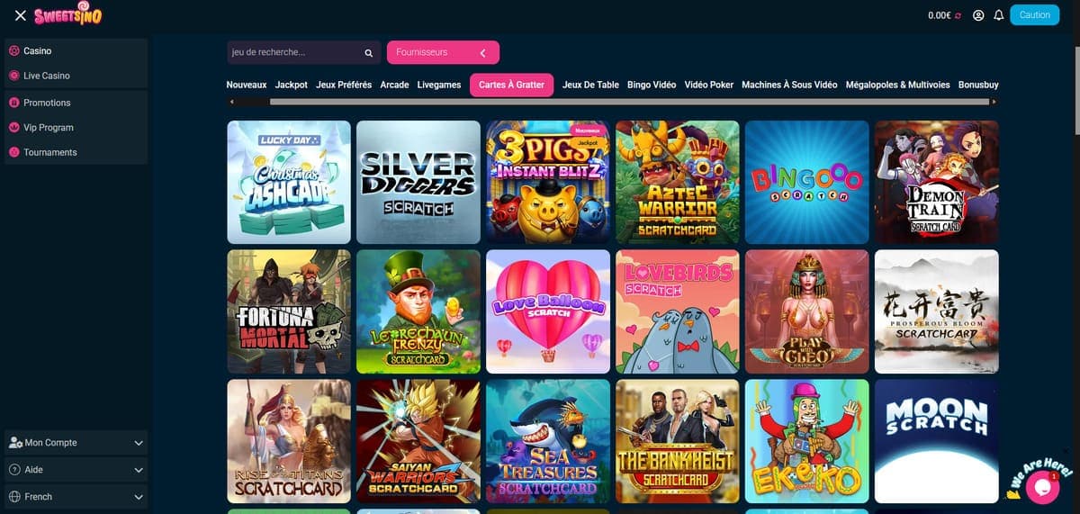 Cartes à gratter Sweetsino Casino