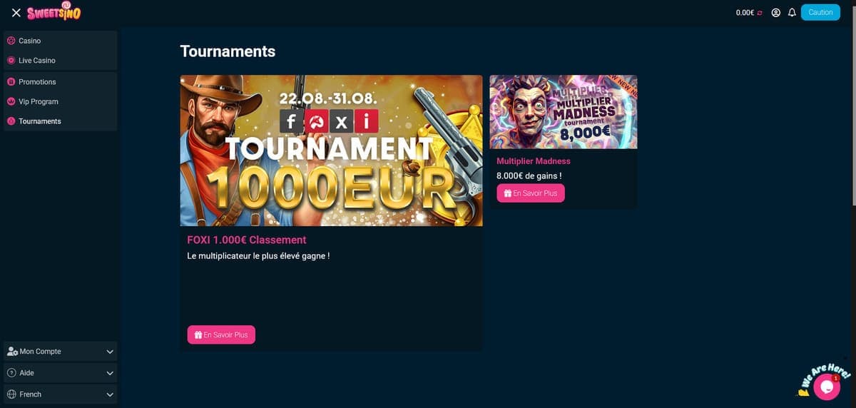 Tournois Sweetsino Casino