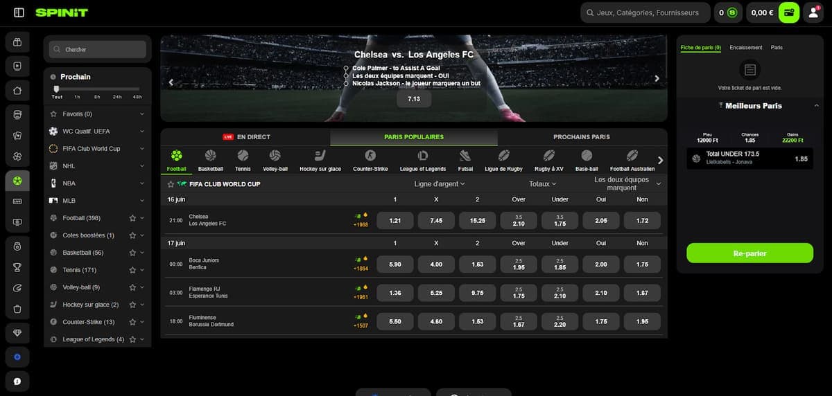 Paris sportifs SpinIT Casino