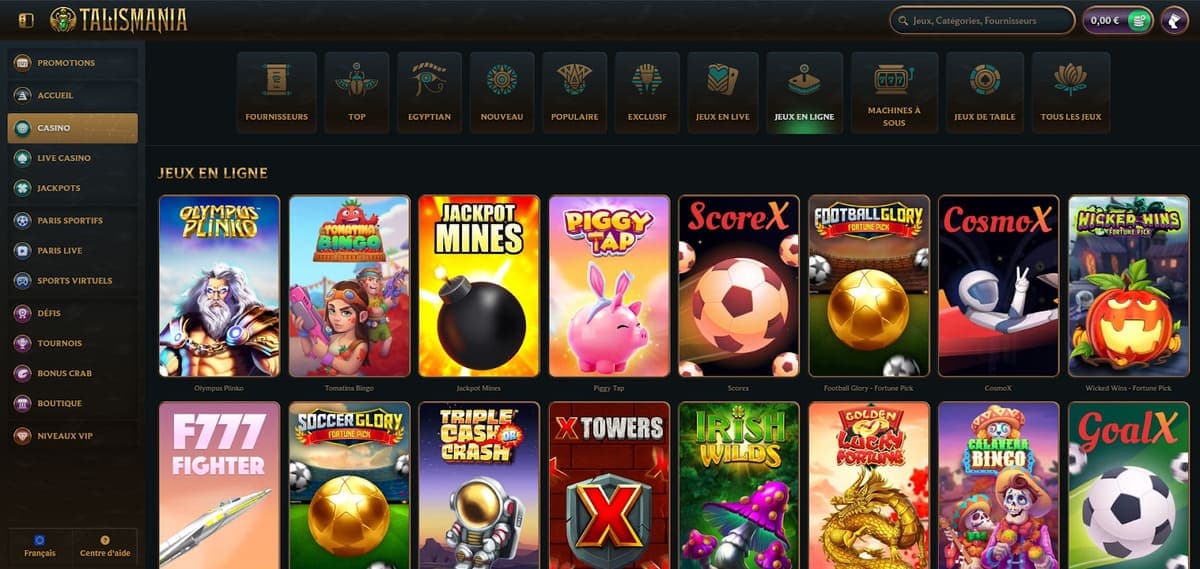 jeux en ligne Talismania Casino
