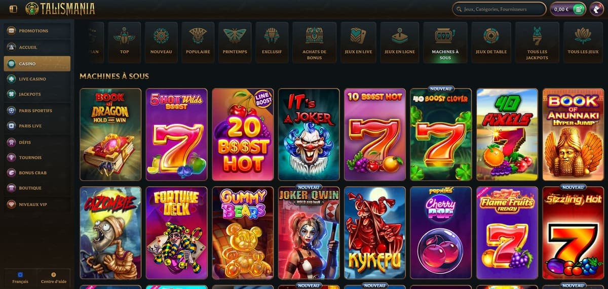 Machines à sous Talismania Casino
