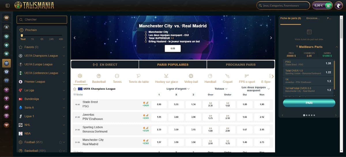 paris sportifs Talismania Casino