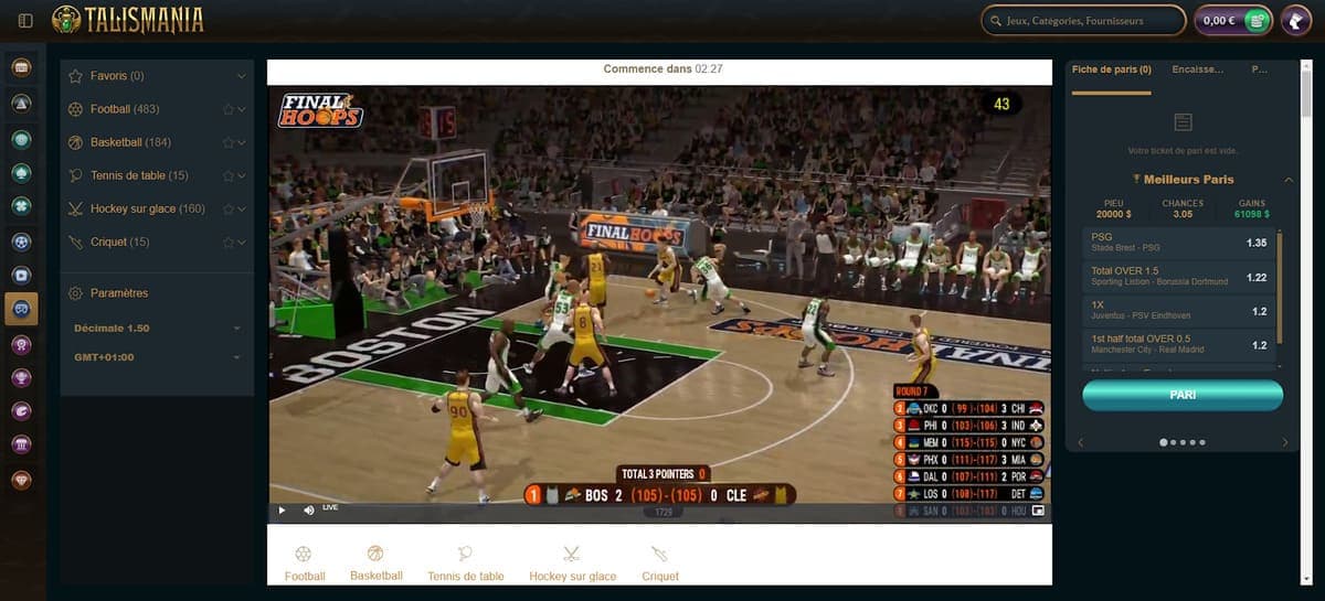 sports virtuels Talismania Casino