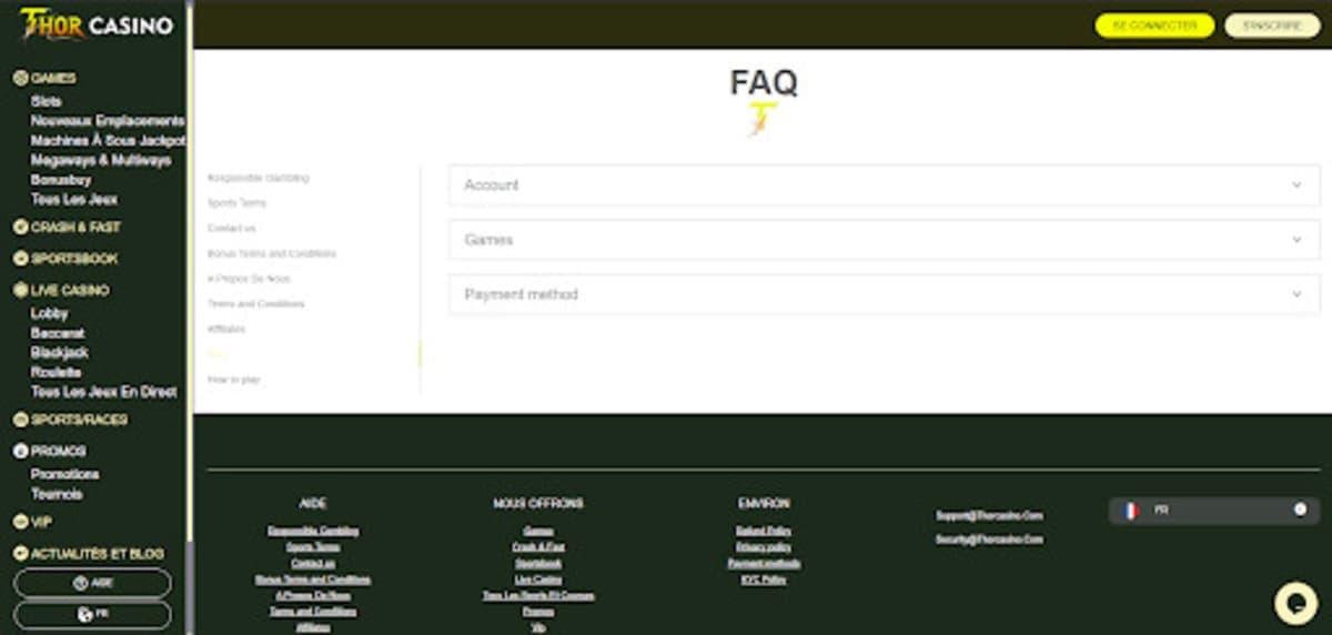 faq Thor Casino