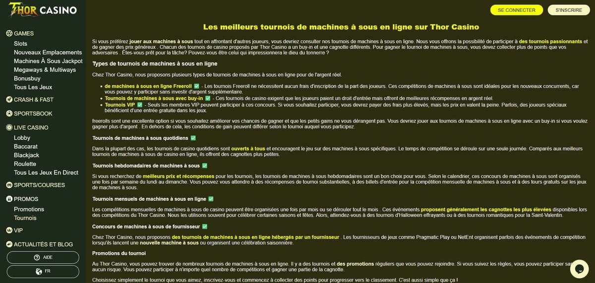 Tournois Thor Casino